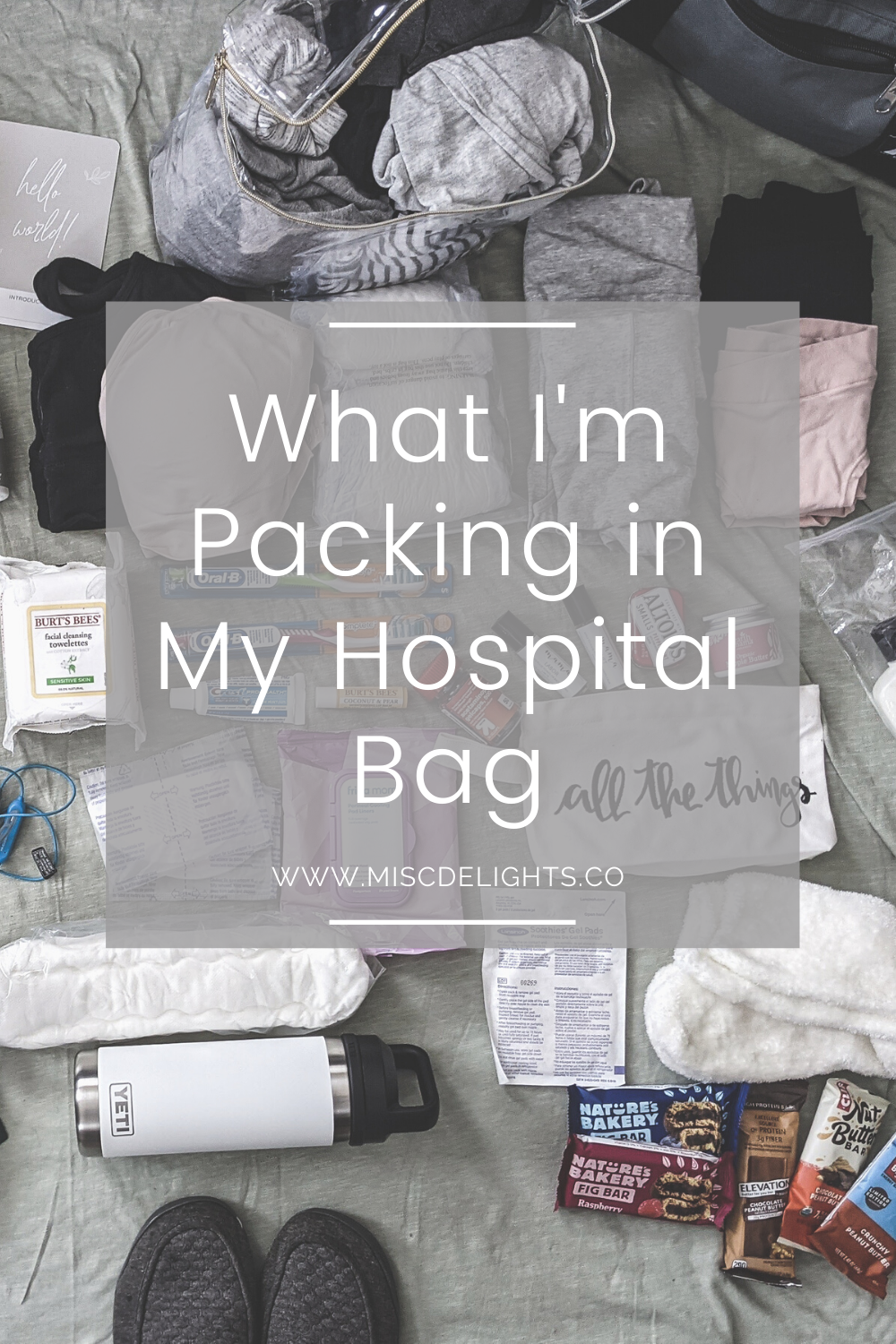 hospital bag Pinterest graphic